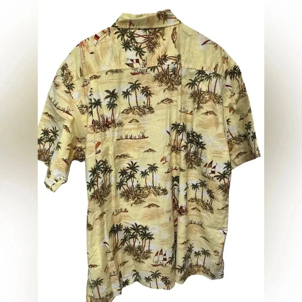 Timberland Performance Yellow Hawaiian Shirt Button Down Tropical Cotton NWOT - Picture 2 of 9